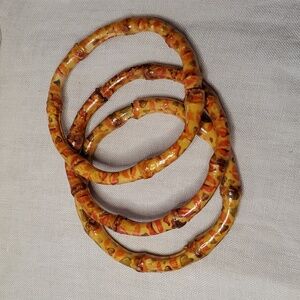 Set of 3 Vintage Bamboo Bangle Bracelets
